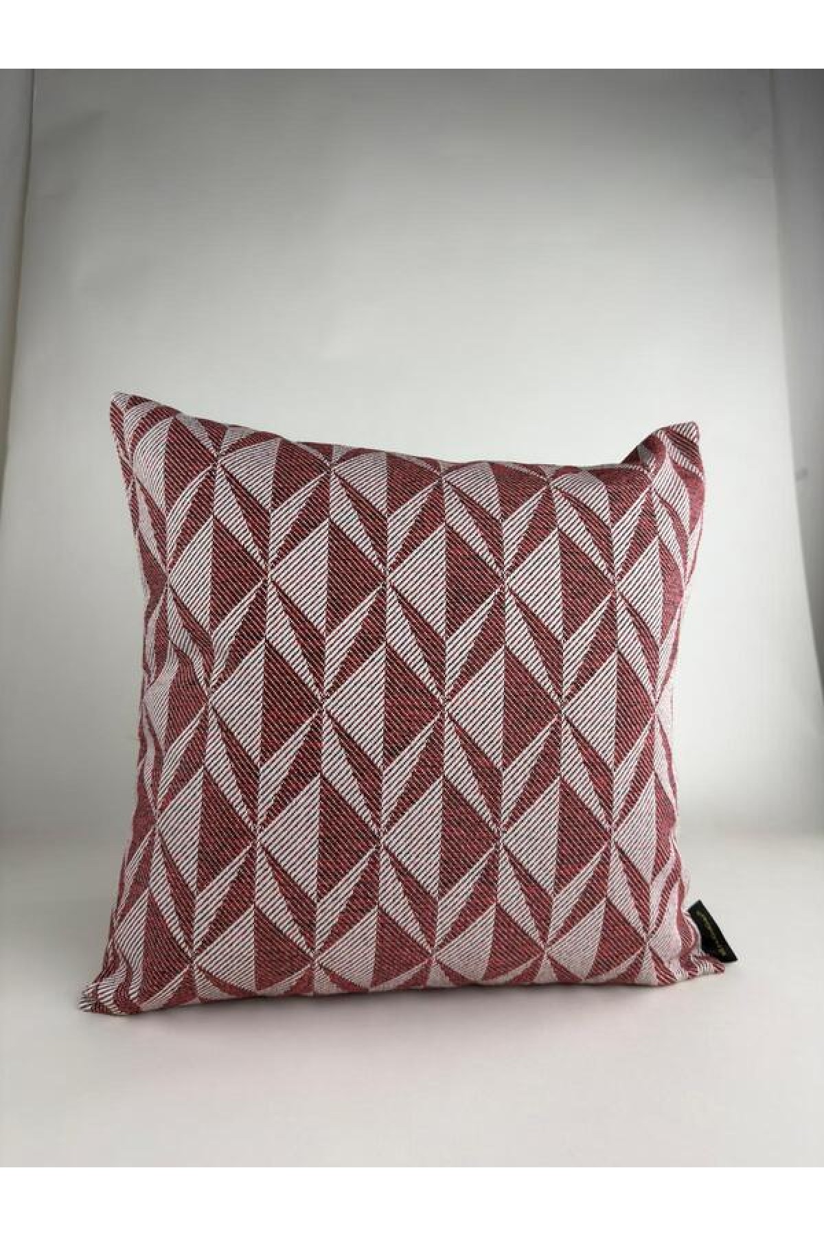 Bordo Geometrik Desenli Keten Kırlent Kılıfı 43x43 cm – Premium Collection