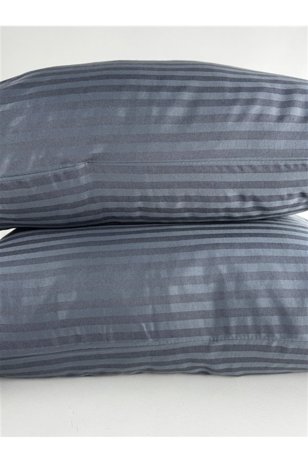 Çizgili Saten Antrasit 2 Adet 50x70 Yastık Kılıfı