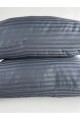 Çizgili Saten Antrasit 2 Adet 50x70 Yastık Kılıfı