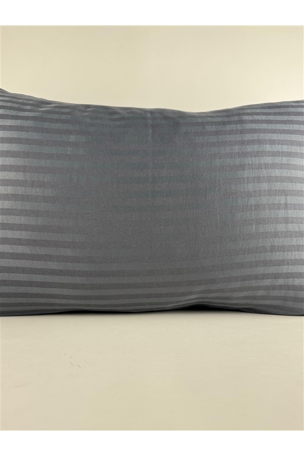 Çizgili Saten Antrasit 2 Adet 50x70 Yastık Kılıfı