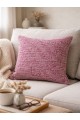 Fuşya & Krem Dokuma Kırlent 43 x 43, Modern Keten Dokulu Dekoratif Kılıf