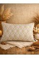 Krem Bej Geometrik Desenli Keten Kırlent Kılıfı 35x50 cm – Premium Collection