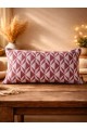 Bordo Geometrik Desenli Keten Kırlent Kılıfı 35x50 cm – Premium Collection