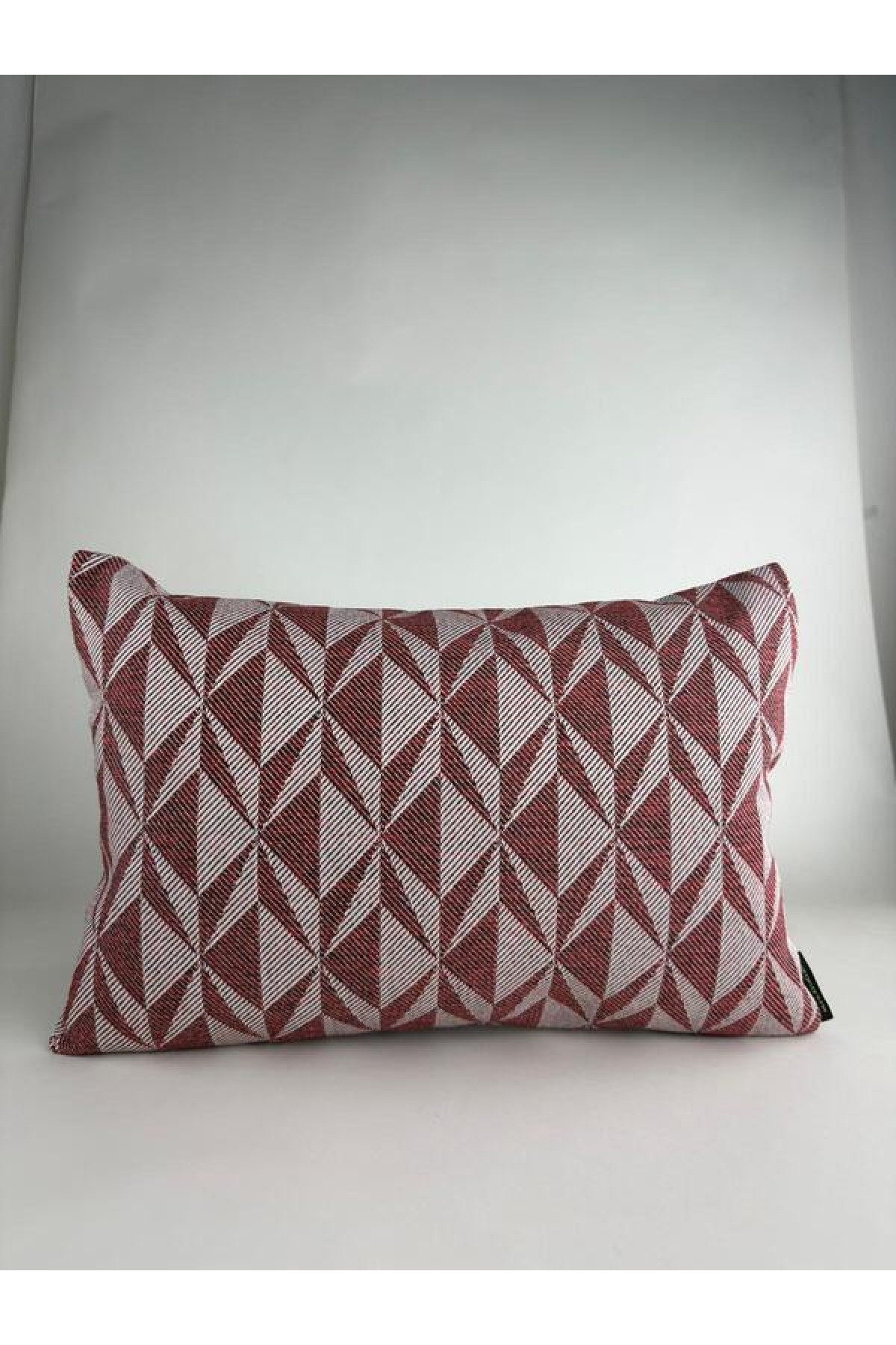 Bordo Geometrik Desenli Keten Kırlent Kılıfı 35x50 cm – Premium Collection