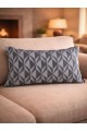 Mrs Gugar 35x50 Keten Kırlent Kılıfı Açık Gri Antrasit Desenli Dekoratif Yastık Kılıfı