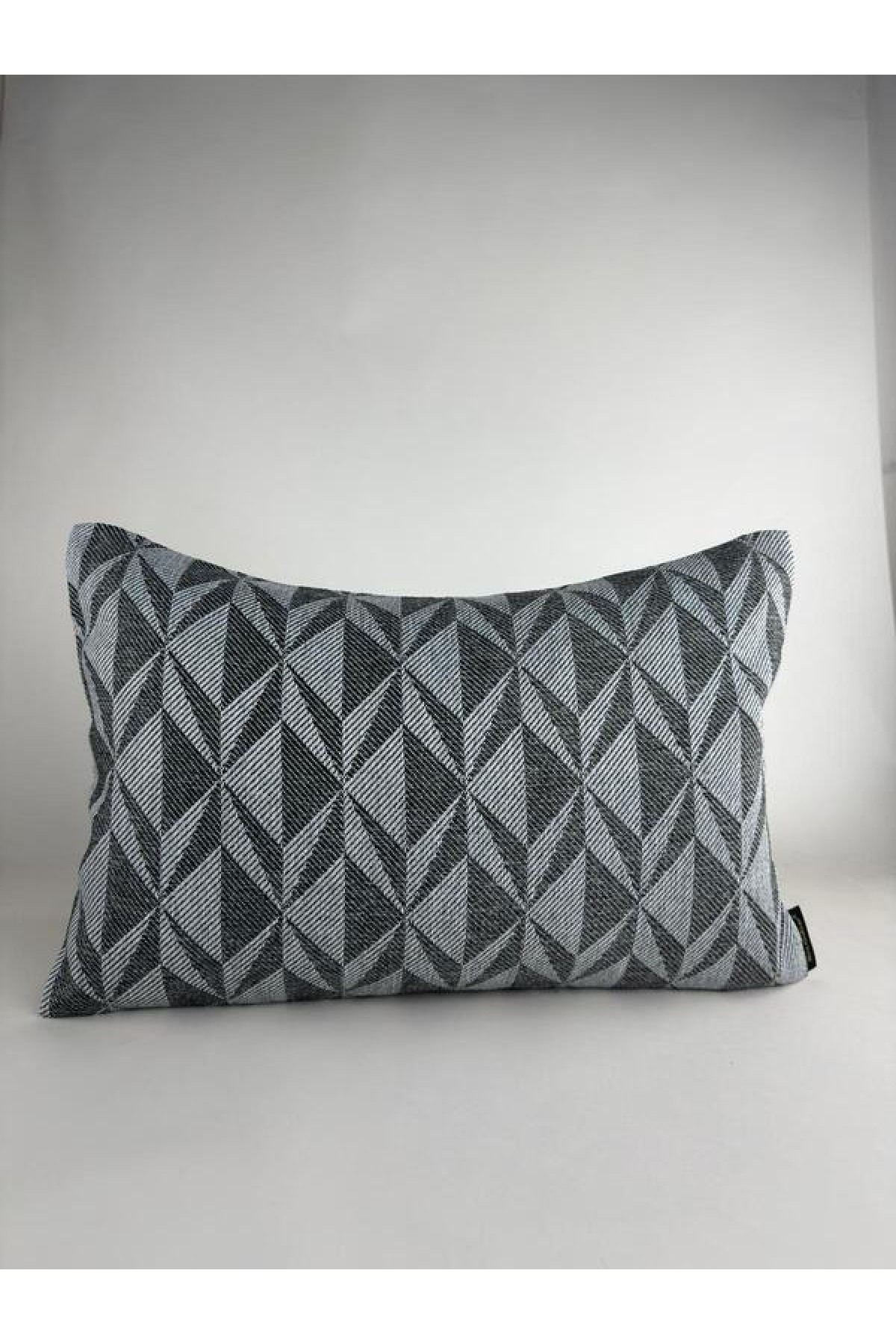 Mrs Gugar 35x50 Keten Kırlent Kılıfı Açık Gri Antrasit Desenli Dekoratif Yastık Kılıfı