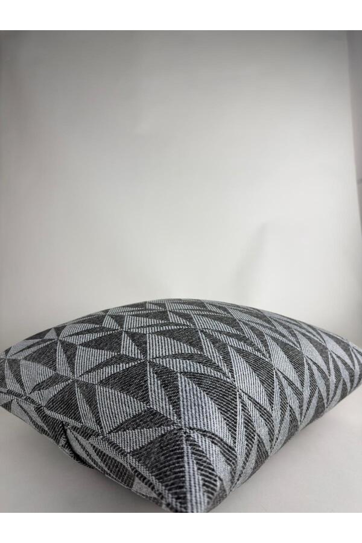 Mrs Gugar 35x50 Keten Kırlent Kılıfı Açık Gri Antrasit Desenli Dekoratif Yastık Kılıfı