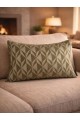 Mrs Gugar 35x50 Keten Desenli Kırlent Kılıfı Zeytin Yeşili Modern Dekoratif Koltuk Yastık Kılıfı