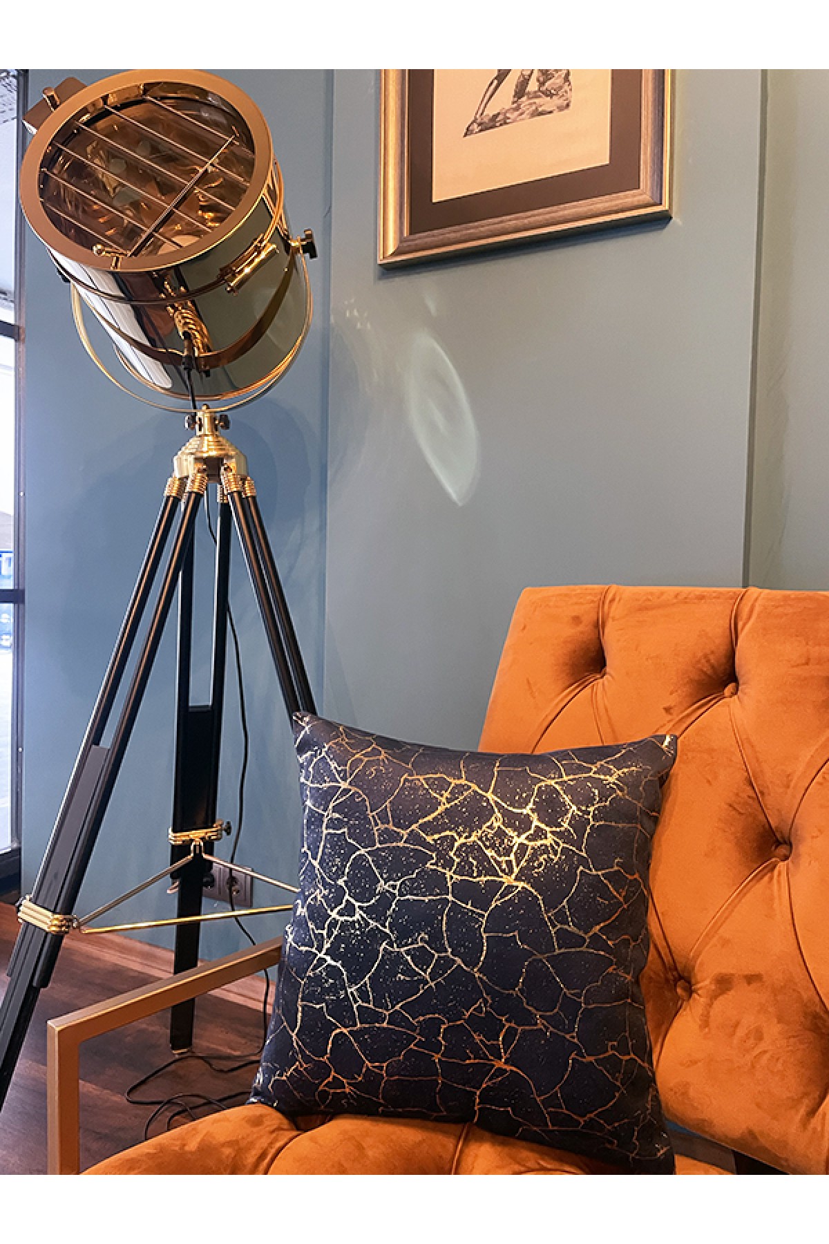 Mrs.Gugar Altın Detaylı Mermer Desen Kare Kırlent Kılıfı