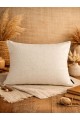 Mrs Gugar Astana Serisi 43x43 Keten Kırlent Kılıfı Krem Dekoratif Yastık Kılıfı