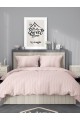Mrs.Gugar Çift Kişilik Saten Çizgili Pudra Nevresim Takımı
