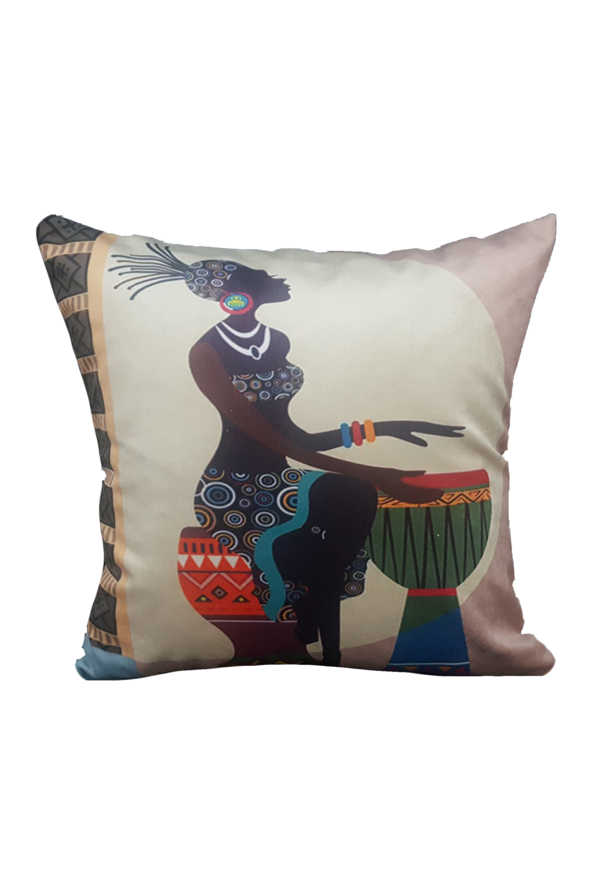 Mrs.Gugar Davulcu Afrikalı Etnik Desenli Kırlent Kılıfı