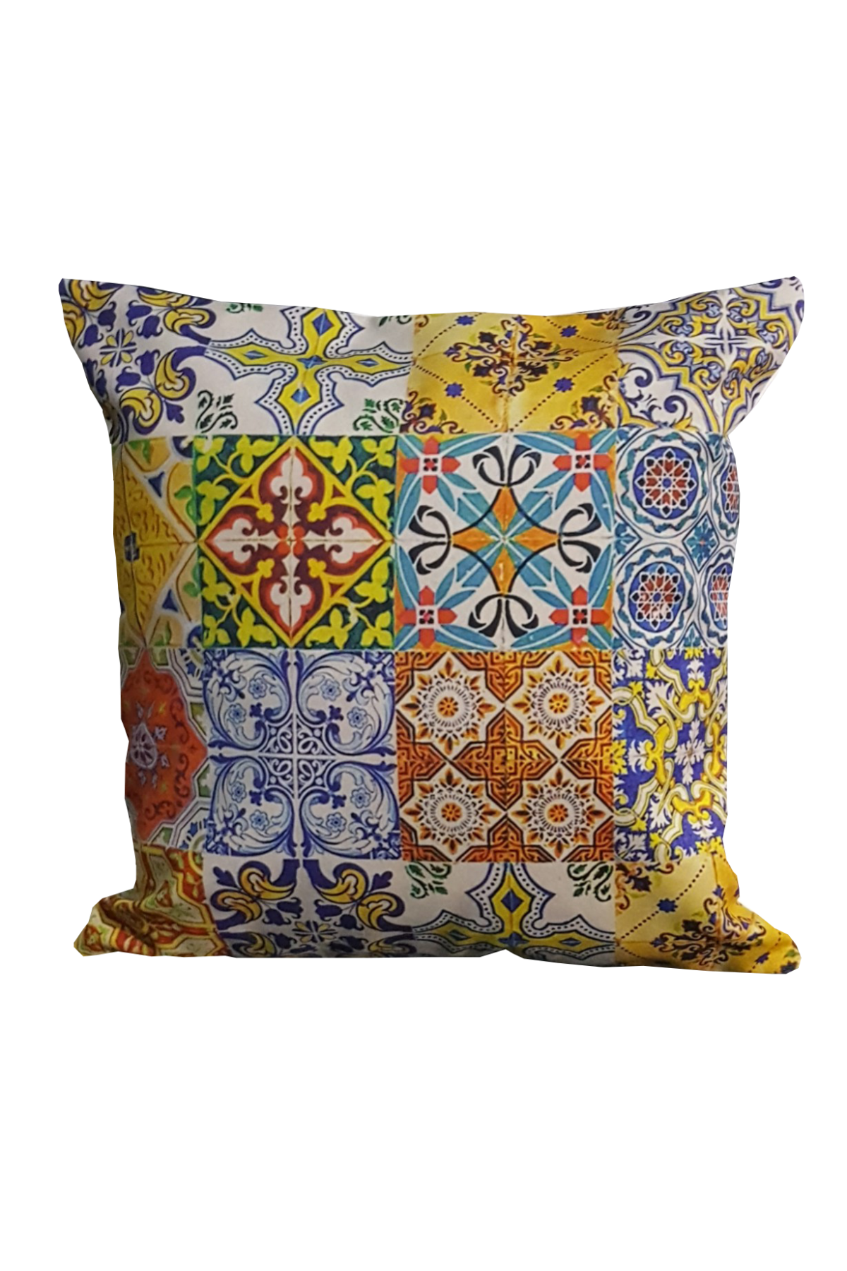 Mrs.Gugar Hardal Lacivert Çini Desenli Kırlent Kılıfı