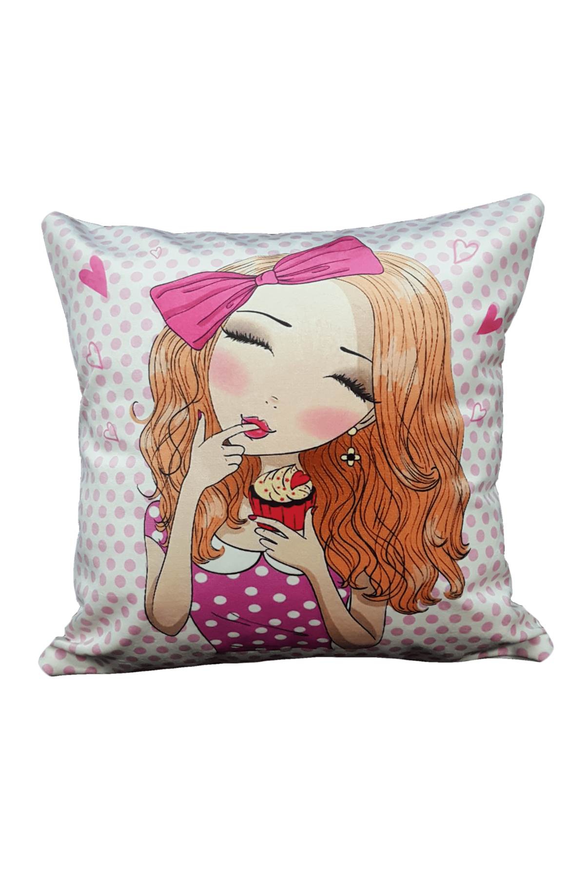 Mrs.Gugar Kek Yiyen Kız Kırlent Kılıfı