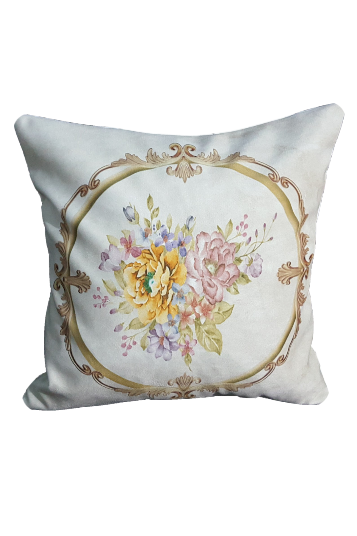 Mrs.Gugar Krem Çerçeve Kırlent Kılıfı