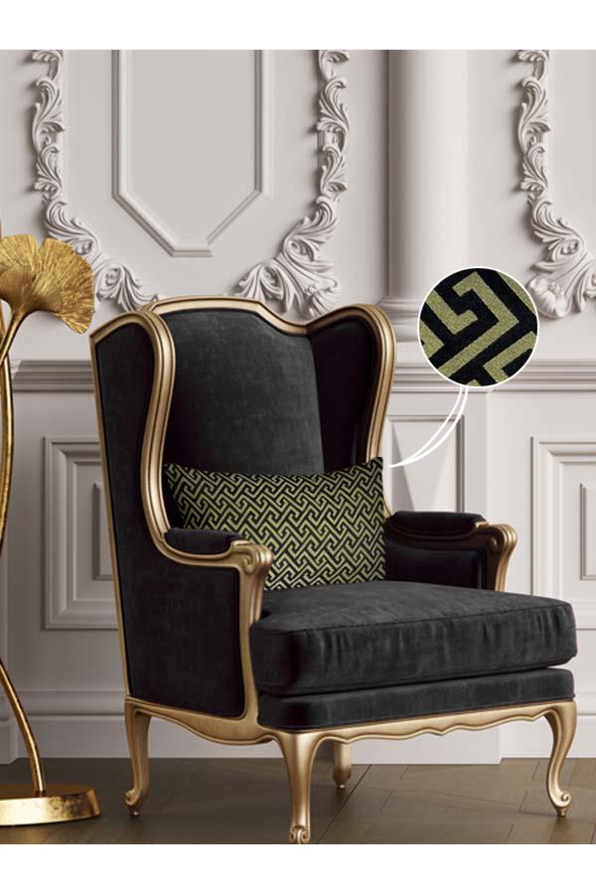 Mrs.Gugar Luxury Siyah Varak Dikdörtgen Kırlent Kılıfı