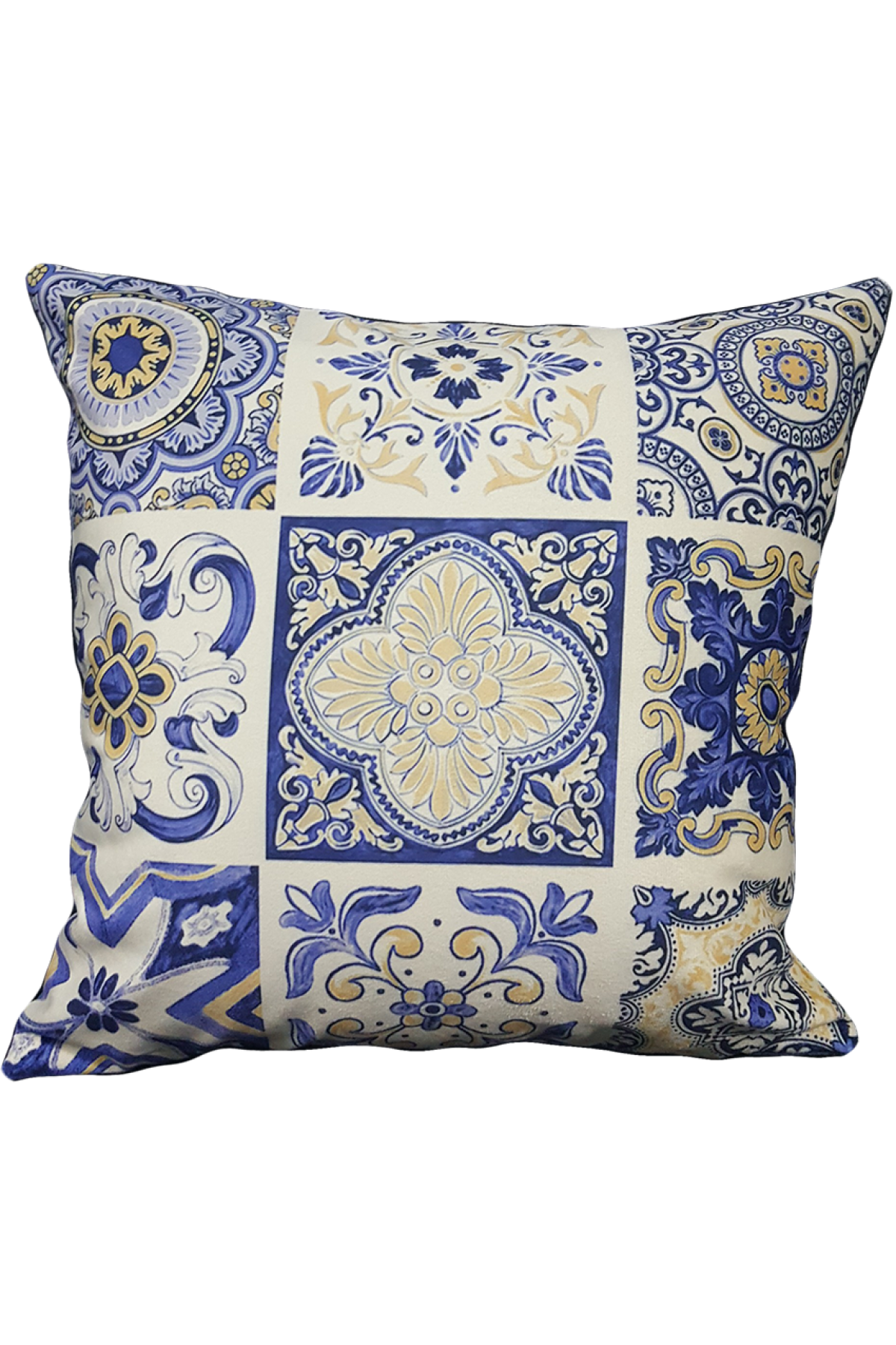 Mrs.Gugar Mavi Çini Desen Kırlent Kılıfı