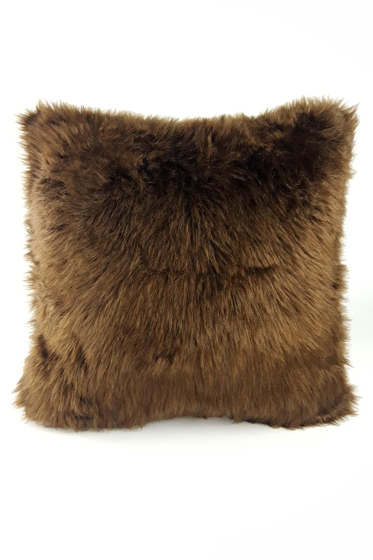 Mrs.Gugar Peluş Kırlent Kılıfı Koyu Kahverengi