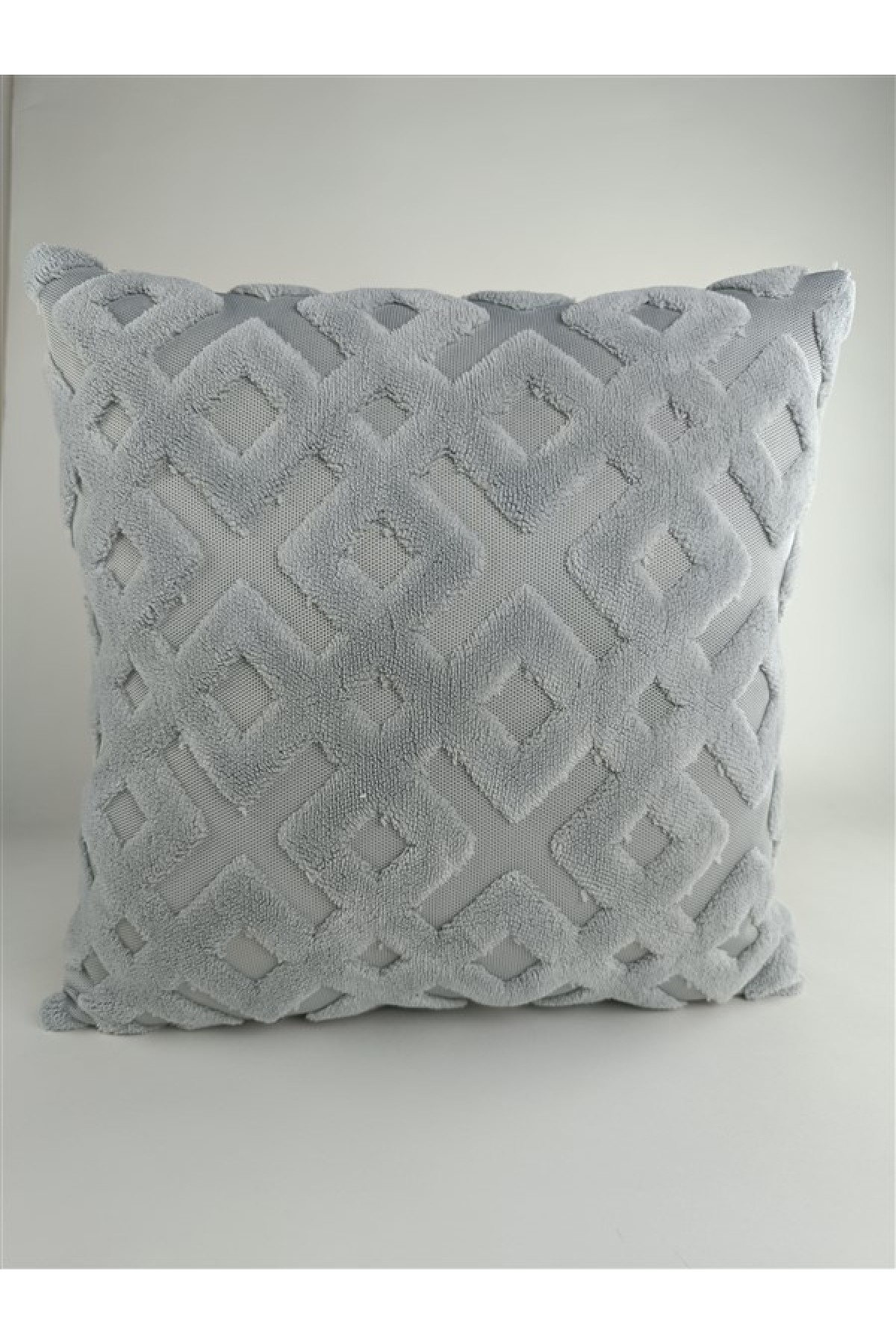 Mrs.Gugar Punch Peluş Kırlent Kılıfı Açık Gri