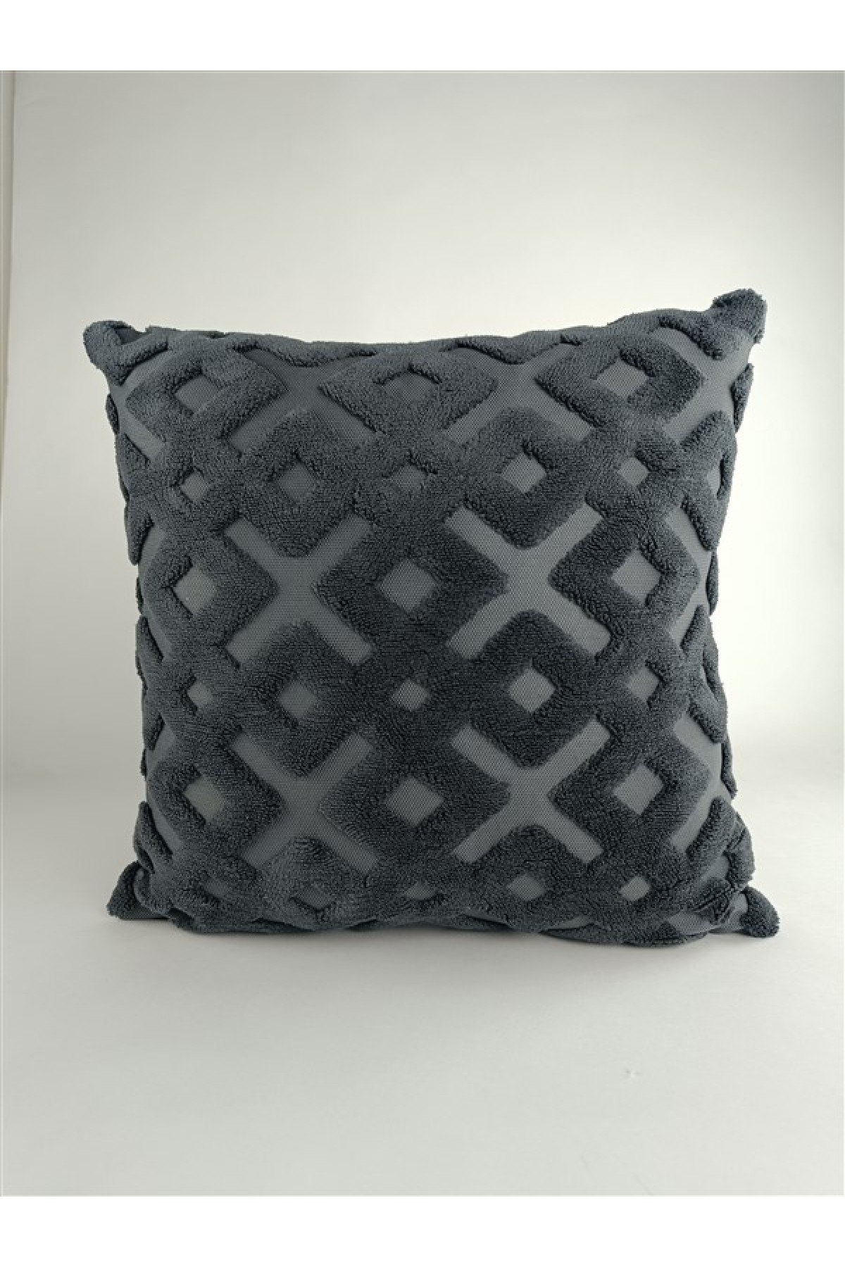 Mrs.Gugar Punch Peluş Kırlent Kılıfı Antrasit