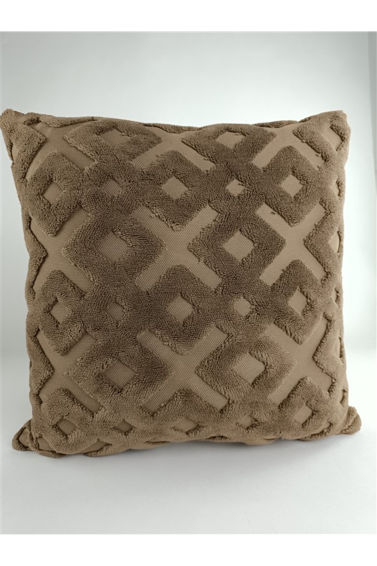 Mrs.Gugar Punch Peluş Kırlent Kılıfı Kahverengi