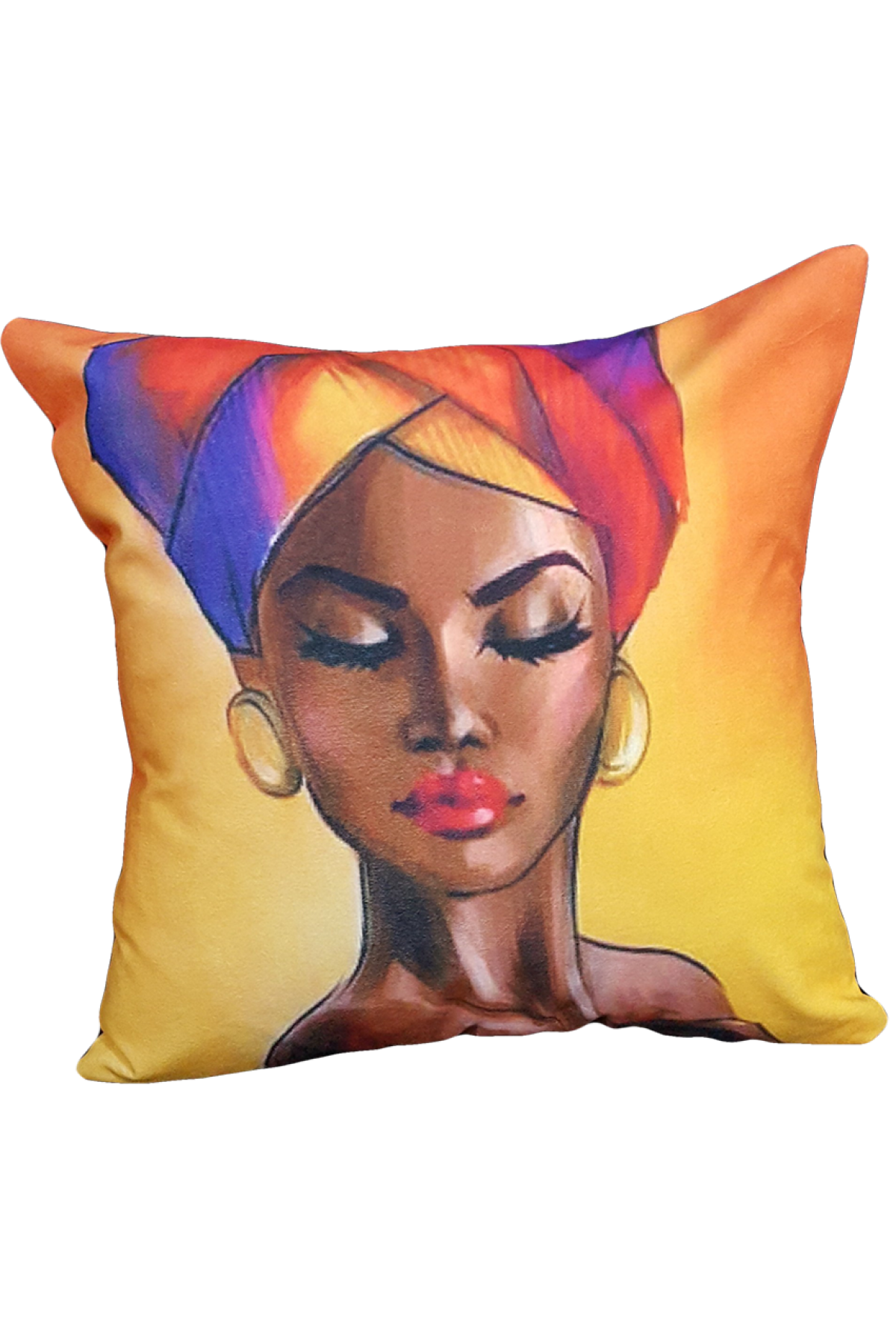 Mrs.Gugar Sarı Başörtüsü Afrikalı Kırlent Kılıfı