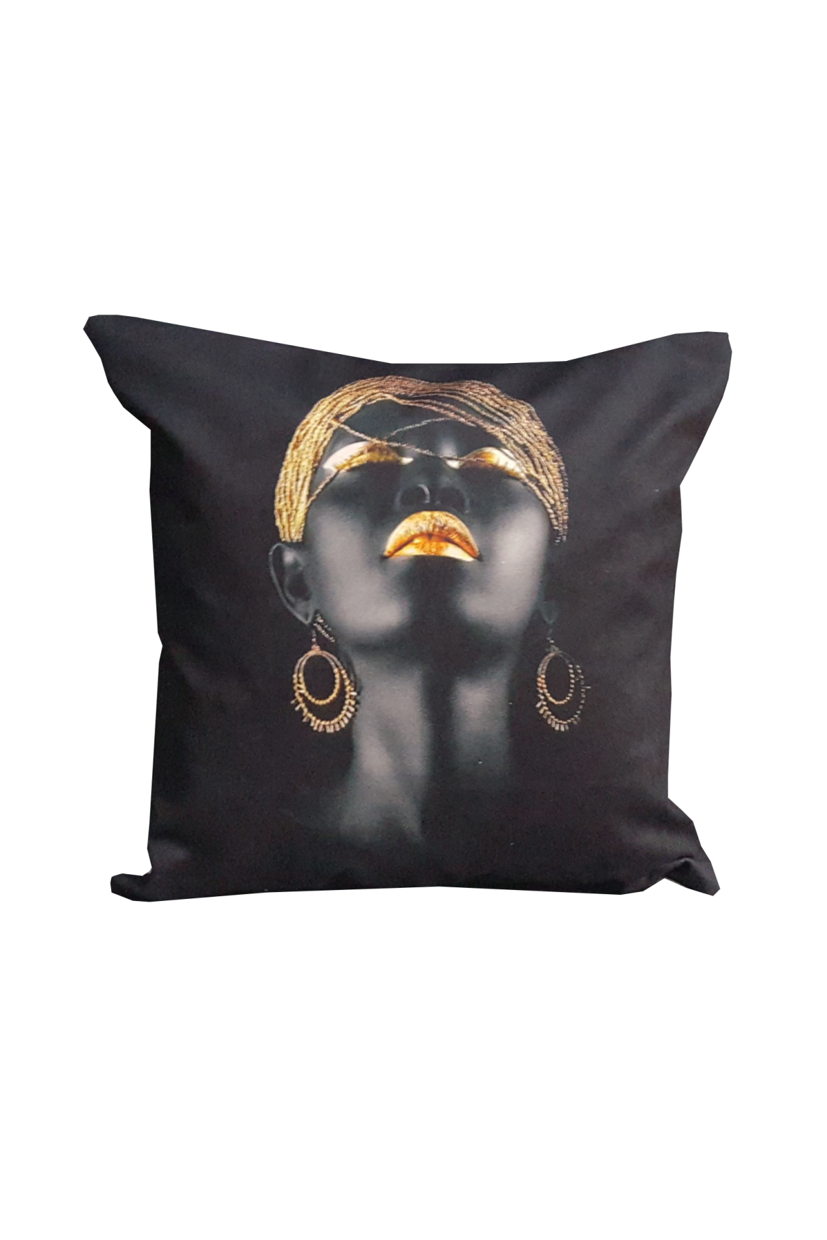 Mrs.Gugar Siyah Afrikalı Gold Kırlent Kılıfı