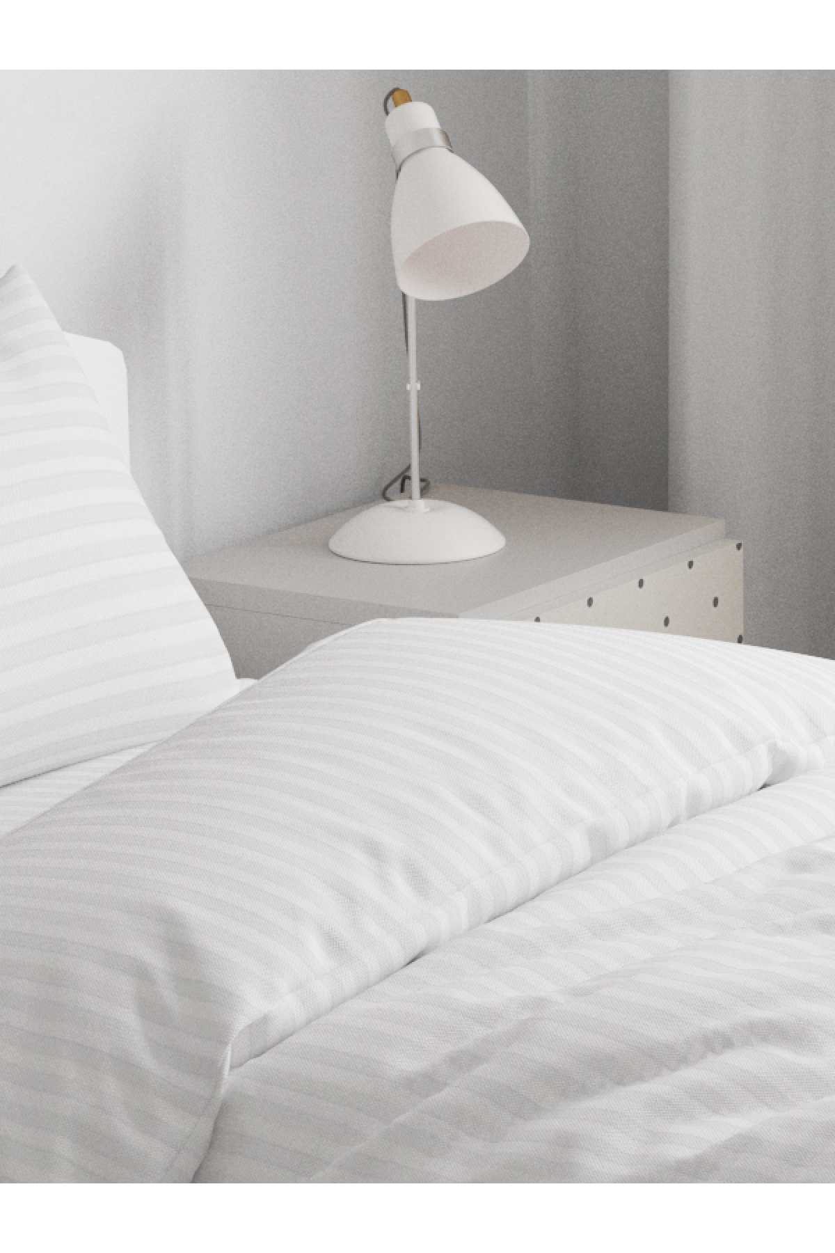 Mrs.Gugar Tek Kişilik Saten Çizgili Beyaz Nevresim Takımı