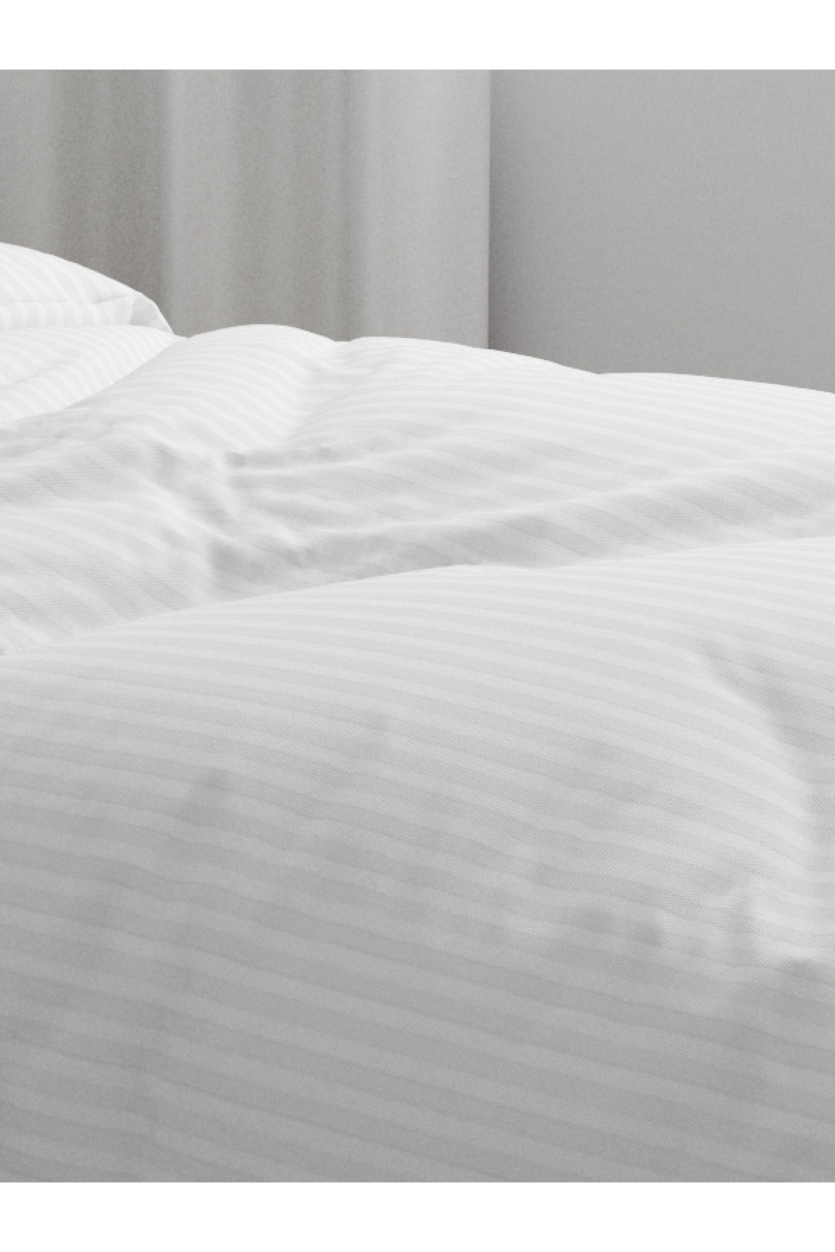 Mrs.Gugar Tek Kişilik Saten Çizgili Beyaz Nevresim Takımı